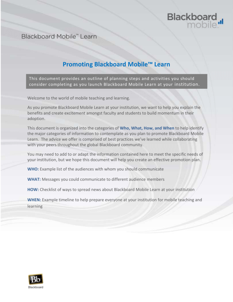 NEW CAPABILITIES “What's in Blackboard Mobile Learn?”