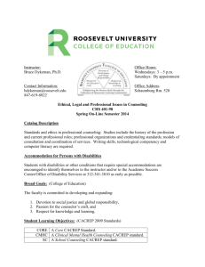 CHS 401-98 Ethical, Legal and Professional Issues in Counseling