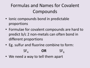 Formulas and Names for Covalent Compounds
