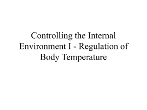 Lecture 11: Controlling the Internal Environment I