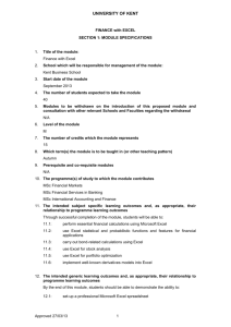 UNIVERSITY OF KENT FINANCE with EXCEL SECTION 1