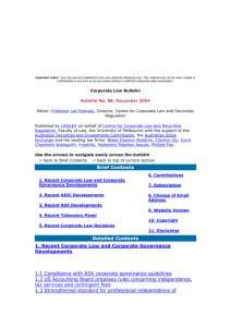 Corporate Law Bulletin 88 - December 2004