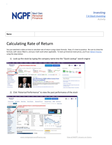 Rate of Return calculations