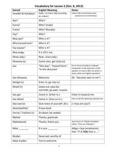 Vocabulary for Lesson 2