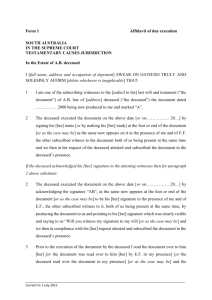 Form 1 - Affidavit of due execution