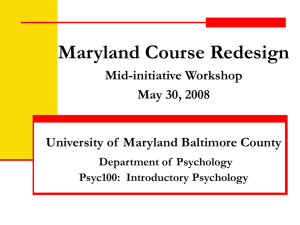 UMBC Department of Psychology - University System of Maryland