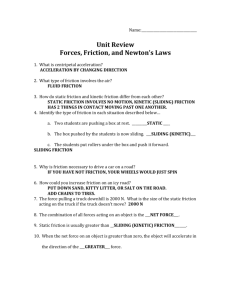 Unit Review Forces, Friction, and Newton's Laws