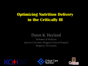 Optimizing nutrition delivery in the critically ill
