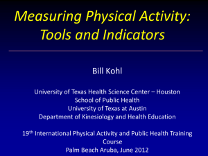 Measuring Physical Activity Tools and Indicators…. Harold Kohl