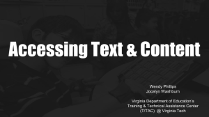 Accessing Text & Content - Training and Technical Assistance