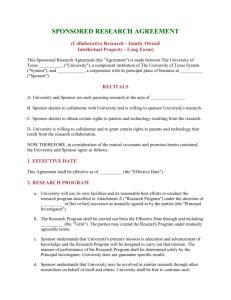 Sponsored Research Agreement - Joint IP Long Form