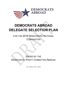 DEMOCRATS ABROAD Delegate Selection Plan
