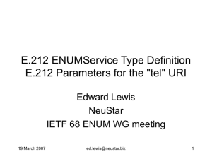 E.212 ENUMService Type Definition E.212 Parameters for the
