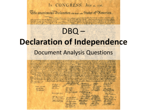 DBQ * Declaration of Independence