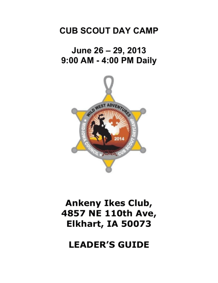 CUB SCOUT DAY CAMP June 26 - Mid