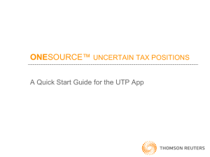 Uncertain Tax Positions Application Quick Start Guide