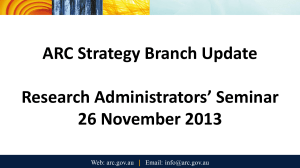 ARC Strategy Branch Update - Australian Research Council