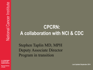 NCI-CPCRN: Collaboration with CDC – Taplin