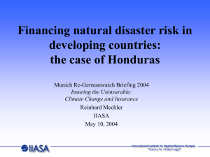 Financing natural disaster risk in developing countries: the case of