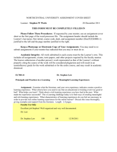 NORTHCENTRAL UNIVERSITY ASSIGNMENT COVER SHEET