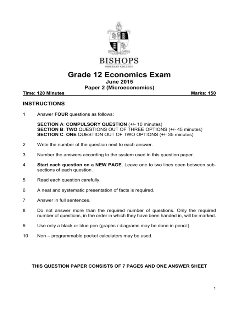 economics essay questions and answers grade 12