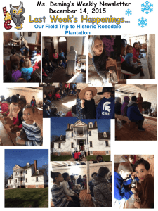 Ms. Deming's Weekly Newsletter December 14, 2015 Our Field Trip
