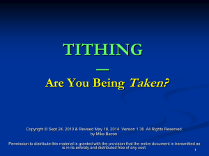 Tithing: Are You Being Taken?