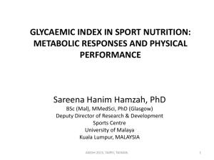 glycaemic index in sport nutrition: metabolic responses and physical
