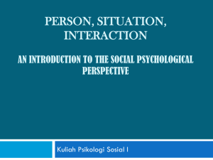 Person, situation, interaction an introduction to the social