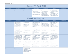 REVISED, 4.29.11 French IV: April 2011 Sunday Monday Tuesday