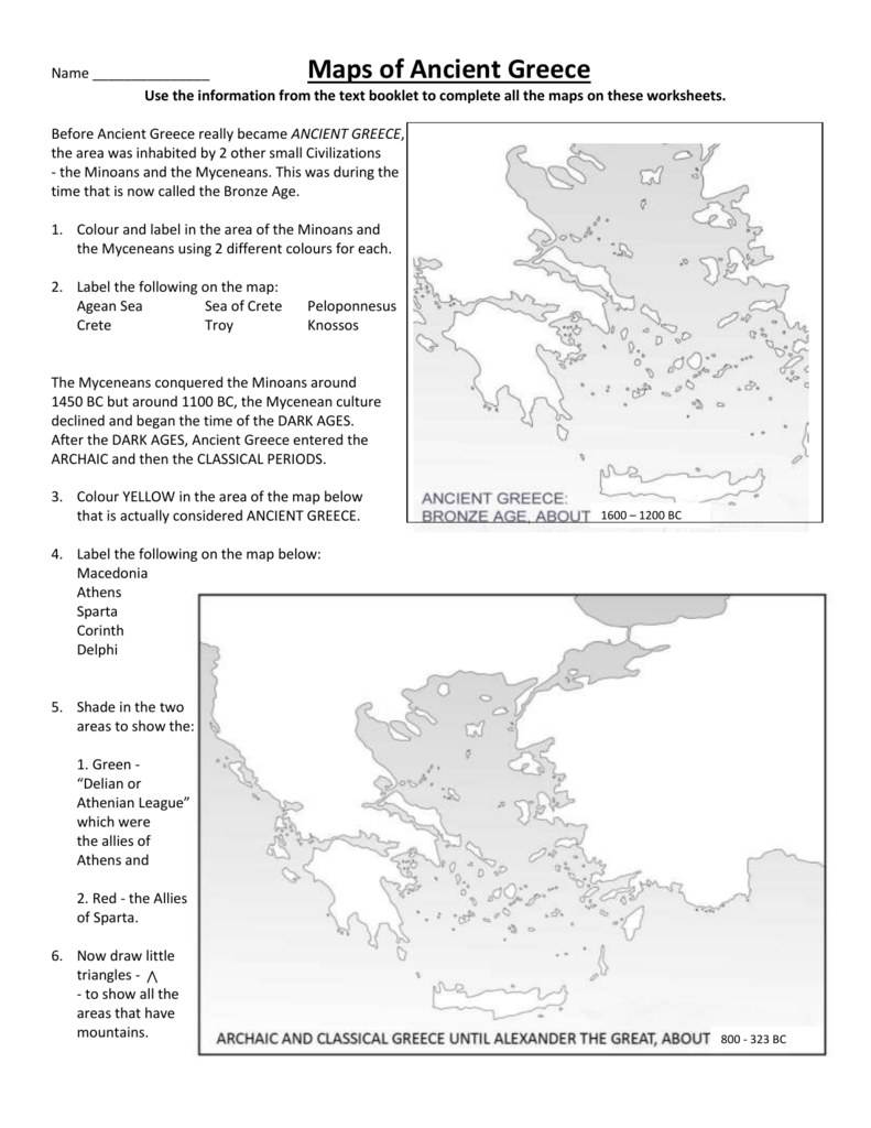 Maps of Ancient Greece Inside Ancient Greece Map Worksheet