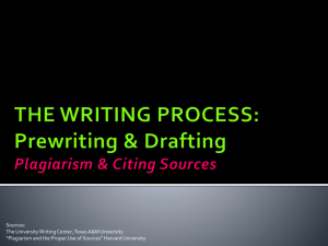 The Writing Process: Prewriting & Drafting Avoiding Plagiarism