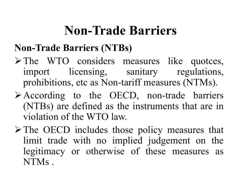 Non Trade Barriers