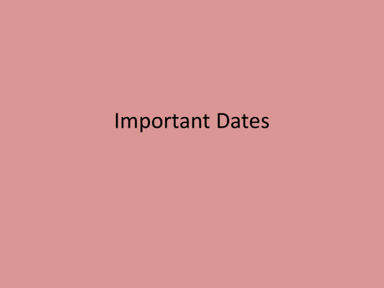 Important Dates