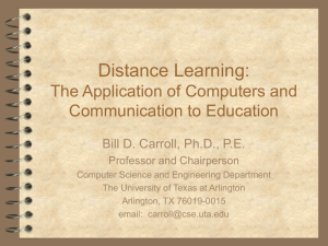 Distance Learning: The Application of Computers and