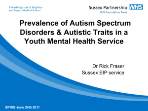 Prevalence of Autism Spectrum Disorders & Autistic Traits in a Youth