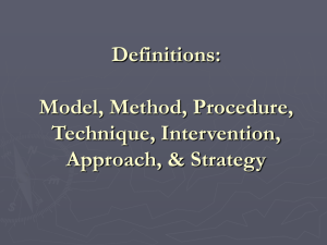 Definitions: Model, Method, Procedure, Technique, Intervention