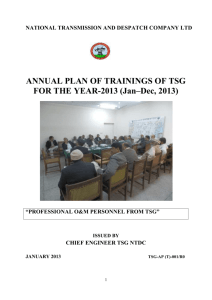 TSG Annual Training plan for 2013