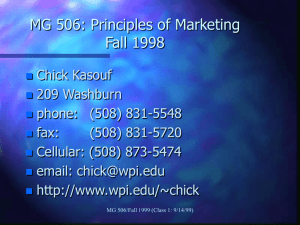 MG 506: Principles of Marketing Fall 1998