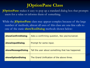 JOptionPane Class Powerpoint