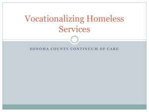 Vocationalizing Homeless Services - Sonoma
