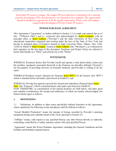 Attachment 3- Sample Power Purchase Agreement