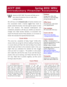 ACCT 200 Spring 2012 WKU Introductory Financial Accounting