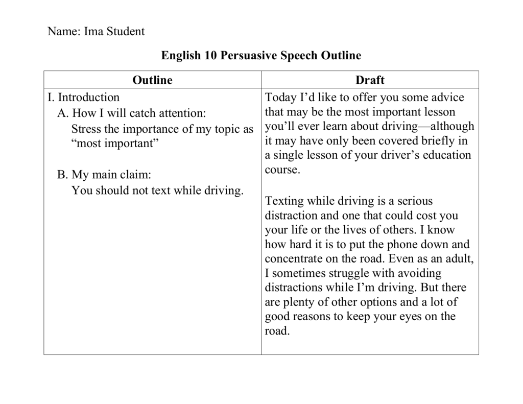 texting and driving persuasive speech main points