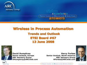 Wireless Technologies in Automation Background and Status ETSI