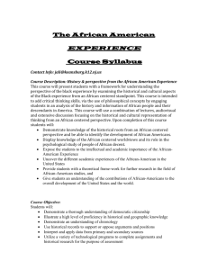 The African American EXPERIENCE Course Syllabus