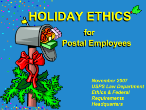 Holiday Ethics for Postal Employees, USPS Law Dept [12/07]