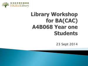 Library Workshop for BA(CAC)