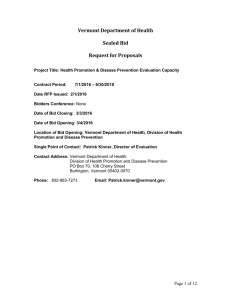 Vermont Department of Health - Vermont Business Registry and Bid