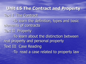 Unit 15 The Contract and Property